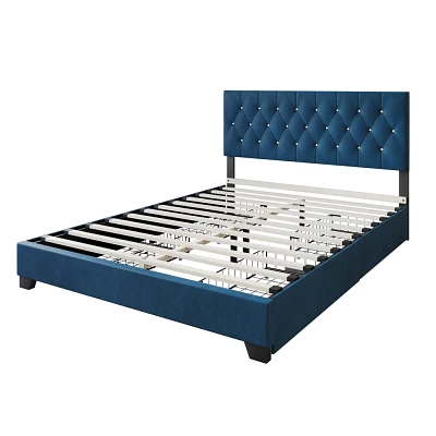 Home Design Full Sheffield Tufted Upholstered Storage Platform Bed Blue