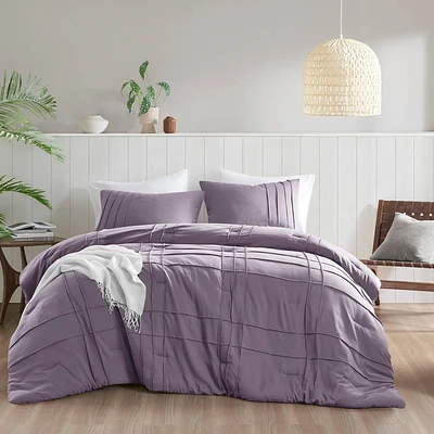 510 Design King Porter Soft Washed Pleated Comforter Set Purple