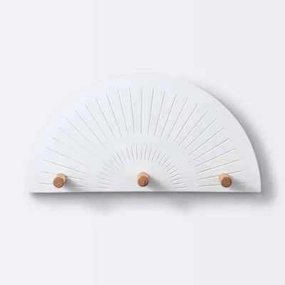 Wall Mounted Hook Rail - White and Natural - Cloud Island