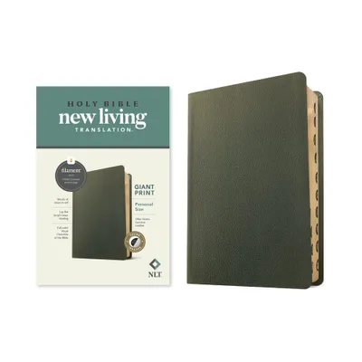 NLT Personal Size Giant Print Bible, Filament Enabled (Genuine Leather, Olive Green, Indexed, Red Letter) - Large Print (Leather Bound)