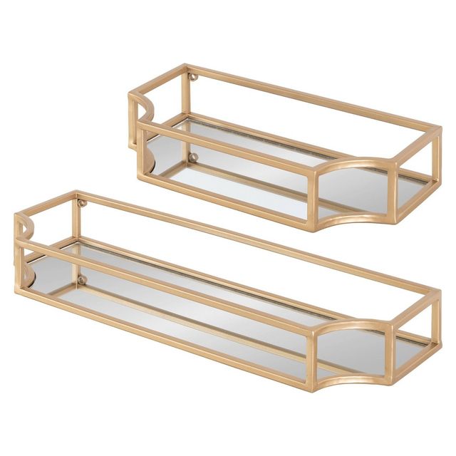 Kate & Laurel All Things Decor 2pc Ciel Metal Wall Shelf Set : MDF Floating Shelves, No Assembly Required