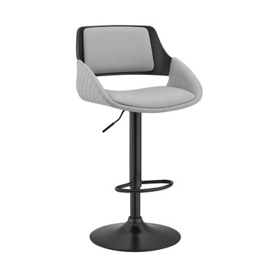 Colby Adjustable Counter Height Barstool with Gray Faux Leather Black Finish - Armen Living