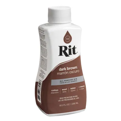 RIT 8oz Permanent Non-Toxic All Purpose Dye Dark Brown: Liquid Fabric & Textile Dye for Clothing, Canvas, Wood, Paper