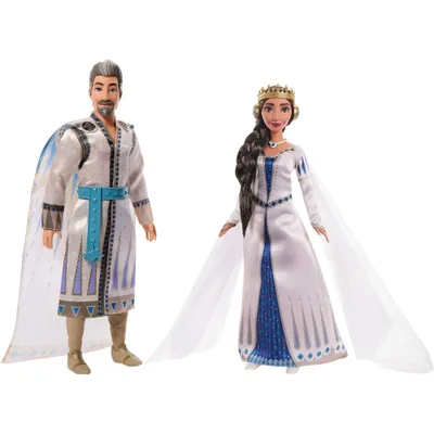 Disney Wish King Magnifico & Queen Amaya of Rosas Dolls 2-Pack, Posable Fashion Dolls in Removable Outfits