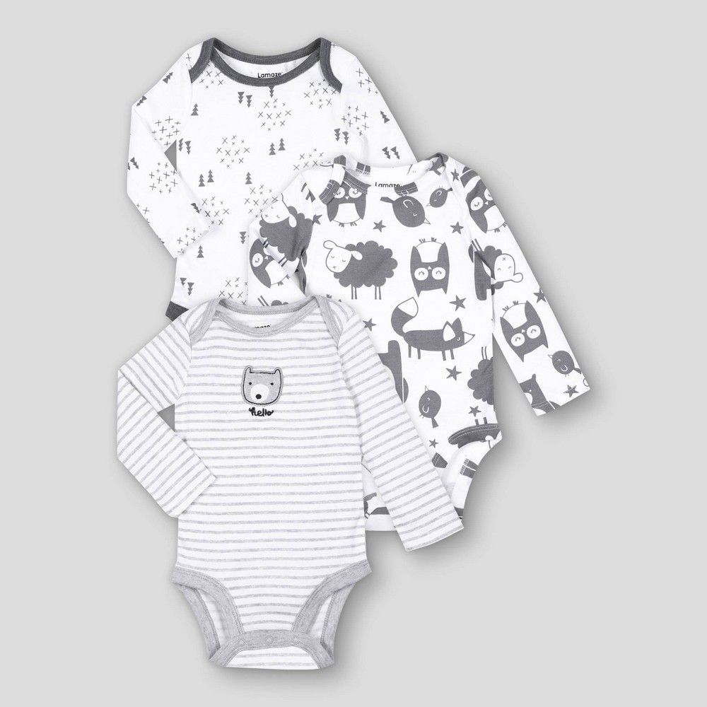 Lamaze Baby 3pk Organic Cotton Forest Animals Long Sleeve Bodysuit |  Connecticut Post Mall