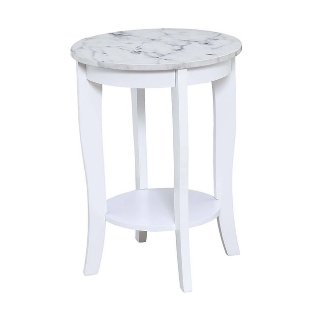 American Heritage Round End Table White Faux Marble/White - Breighton Home