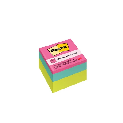 Post-it Notes Cube, 1 7/8 x 1 7/8 - Assorted Bright Colors, 400 Sheets/Cube