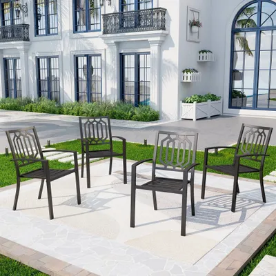 4pc Outdoor Stackable Bistro Chairs - Captiva Designs: Metal Dining Furniture Set, Weather-Resistant