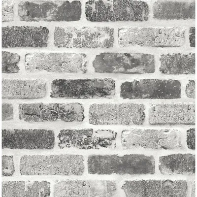 NextWall Faux Washed Brick Peel and Stick Wallpaper Gray