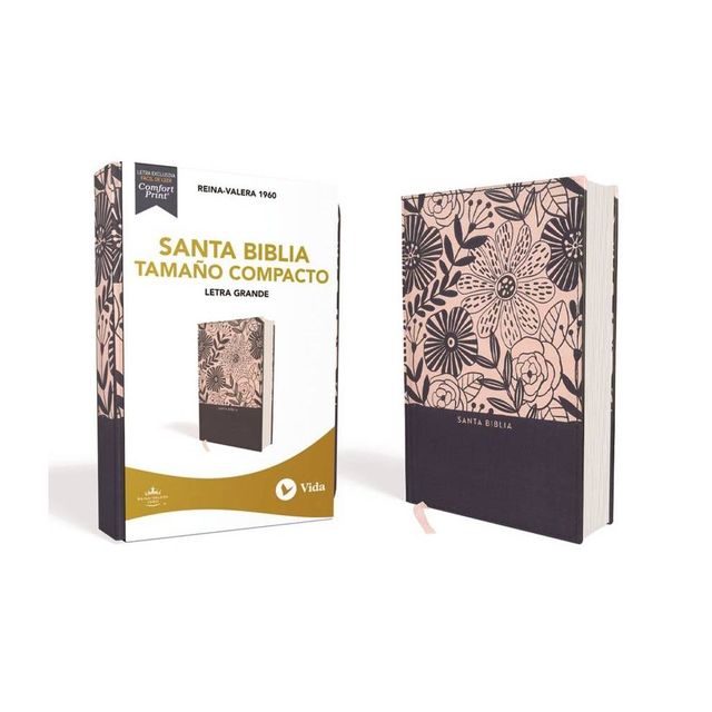 Rvr60, Santa Biblia, Letra Grande, Tamao Compacto, Tapa Dura/Tela, Azul Floral, Palabras de Jess En Rojo, Comfort Print - Large Print (Hardcover)