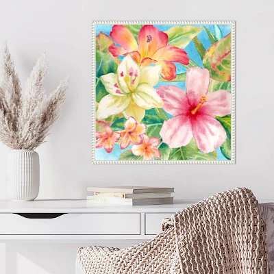 Amanti Art 22x22 Tropical Island Florals by Cynthia Coulter Framed Canvas Wall Art Print