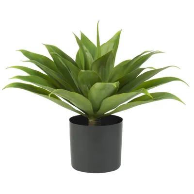 Nearly Natural Agave Silk Plant: Indoor Polyester Faux Agave in Plastic Pot, Tabletop Display