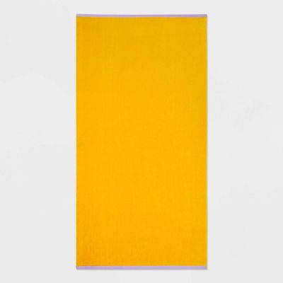 WOW Reversible Beach Towel Yellow - Sun Squad: Cotton, Lightweight, Quick-Dry, Oeko-Tex Certified