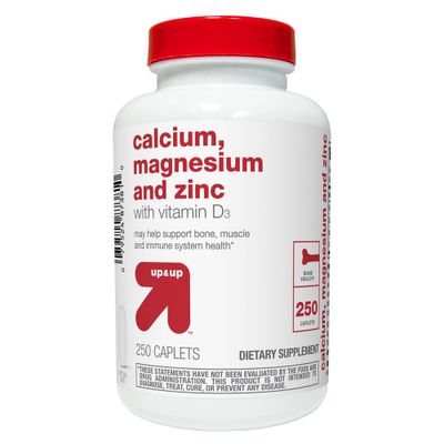 Calcium Magnesium & Zinc Dietary Supplement Coated Caplets - 250ct - up & up