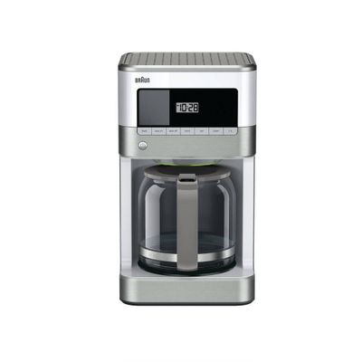 Braun BrewSense 12-cup Drip Coffee Maker - KF6050WH - Stainless Steel/White: Automatic Shut-Off, Glass Carafe, 1000W