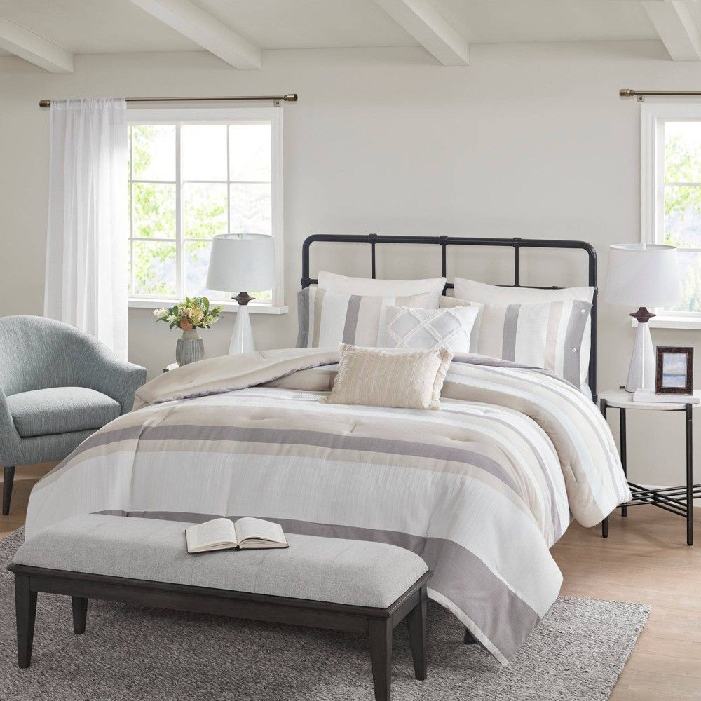 Madison Park 5pc King/California King Roman Jacquard Comforter Set Natural  - Madison Park | Connecticut Post Mall