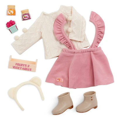 Our Generation Sweet as Jam Pink Jumper Skirt Outfit & Play Food Set for 18 Dolls