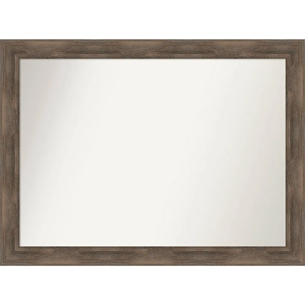 43 x 32 Non-Beveled Hardwood Mocha Wood Wall Mirror - Amanti Art: Modern Rectangular Design, Includes Mounting Hardware