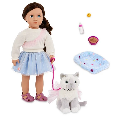 Our Generation Mindy & Pepper 18 Doll & Pet Kitten Set