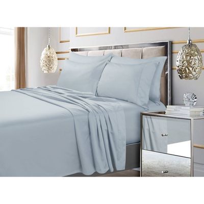 Tribeca Living California King 600 Thread Count Cotton 4pc Deep Pocket Sheet Set Sky: Woven, OEKO-TEX Certified, Fits up to 25 Mattress