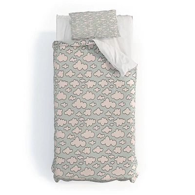 Deny Designs Twin/Twin Extra Long Doodle By Meg Cloud Print Duvet and Sham Set