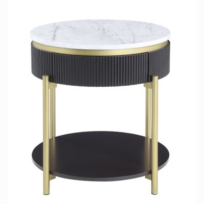 Cartehena Faux Marble End Table with Drawer  - HOMES: Inside + Out