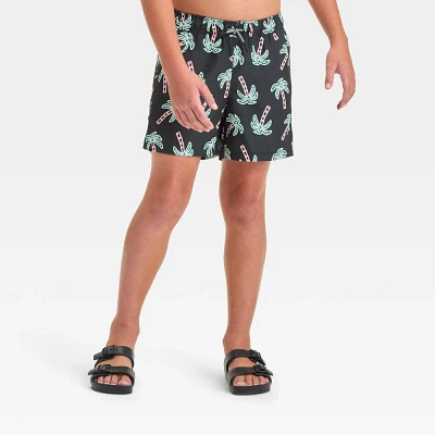 Boys Palm Tree Printed Swim Shorts