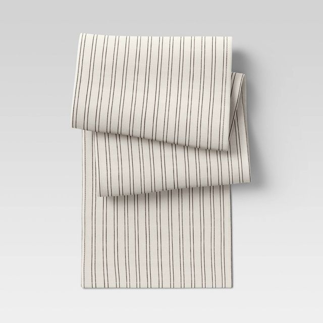 72 x 14 Cotton Striped Table Runner Natural - Threshold