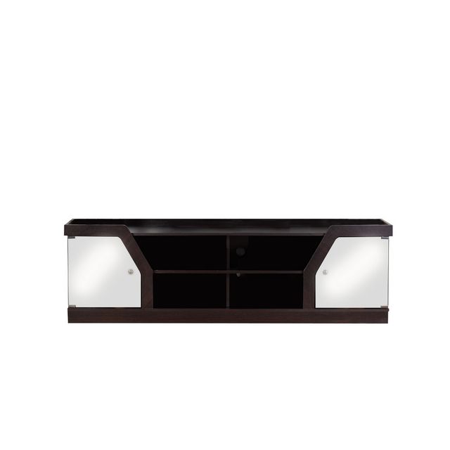 Invera 4 Shelf TV Stand for TVs up to 70 Espresso - HOMES: Inside + Out: Modern Media Console with Glass Cabinets