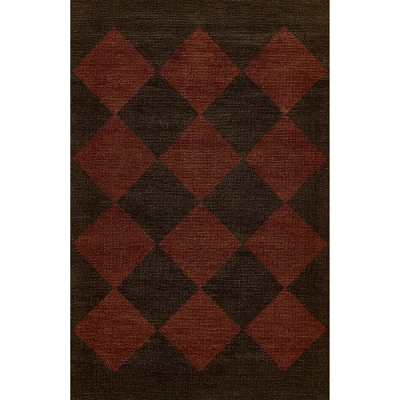 Momeni 5x8 Willow Diamond Handwoven Area Rug Copper: Wool, Low Pile, Classic Pattern, Indoor Use, Handmade