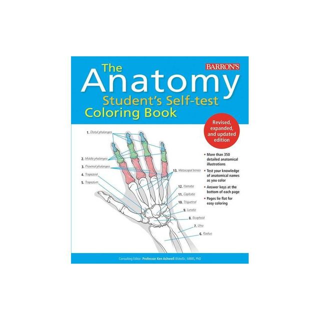 Anatomy Students Self-Test Coloring Book - (Barrons Test Prep) 2nd Edition by Barrons Educational Series & Ken Ashwell (Paperback)