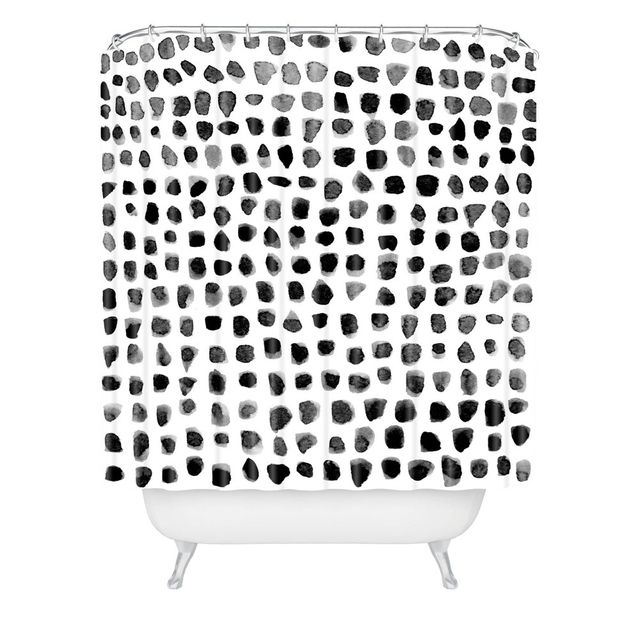 Summer Sun Home Art Dots Shower Curtain White - Deny Designs