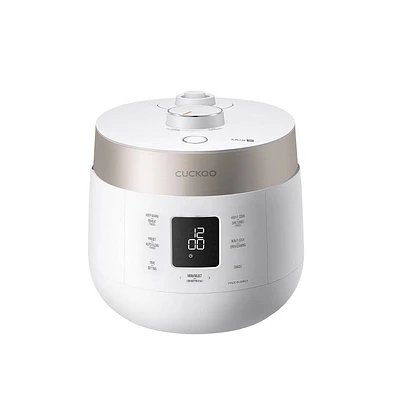 Cuckoo 6-Cup Heating Pressure Twin Pressure Rice Cooker and Warmer White: 12 Settings, Automatic Keep Warm, Timer, Dishwasher-Safe Parts