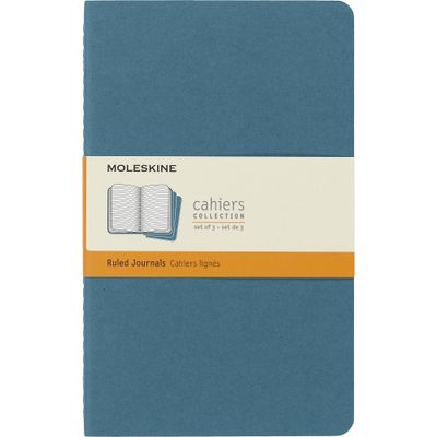 Moleskine Ruled Cahier Journal Brisk Blue: Soft Cover, Lined Paper, 5x8.25 Inches, 80 Pages, FSC Certified, 3 Pack