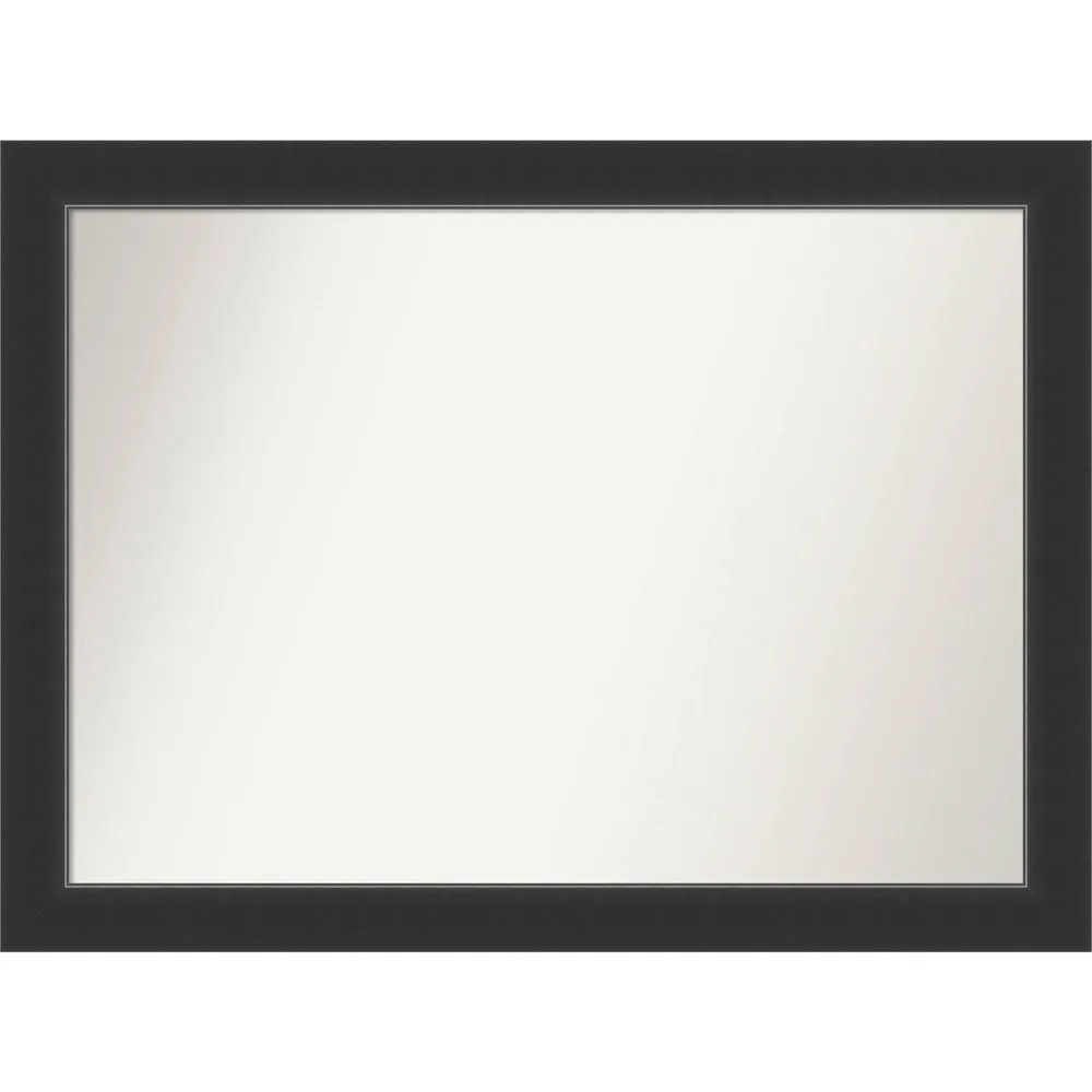 43 x 32 Non-Beveled Corvino Wood Bathroom Wall Mirror Black - Amanti Art: Modern Rectangle, Wall Mount, Wood Frame