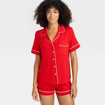 Women Cloud Knit Short Sleeve Top and Short Pajama Set