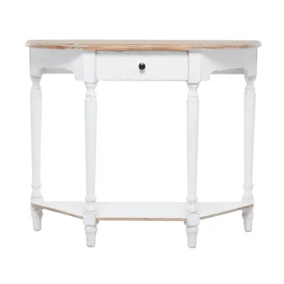 Farmhouse Half Moon Wood Console Table White - Olivia & May