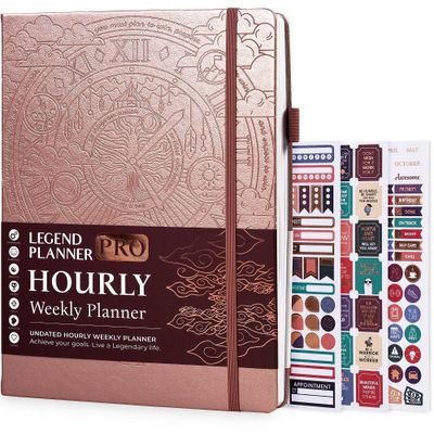 Undated PRO Schedule Planner Weekly/Monthly 8.5x11 Rose Gold - Legend Planner: Agenda & Daily Planner for Adults & Teens