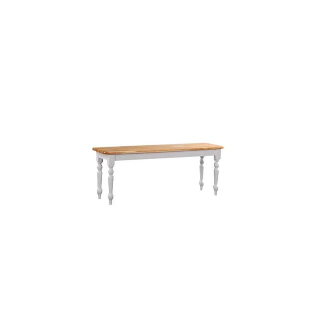 Farmhouse Dining Bench Wood/White/Natural - Boraam: Hardwood Entryway Seating, Unupholstered Ottoman