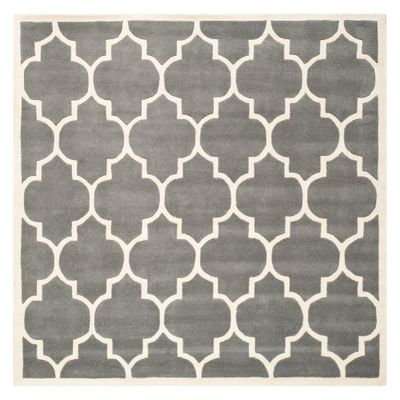 Safavieh 5x5 Round Brandy Quatrefoil Design Tufted Area Rug Dark Blue/Ivory  Round - Safavieh