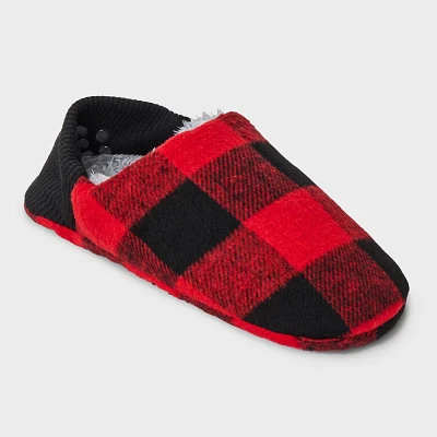 Adult Buffalo Plaid Fleece Lined Slipper Socks with Huggable Heel & Grippers