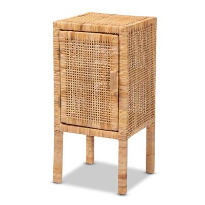 Vivan Rattan 1 Door Nightstand Natural/Brown - bali & pari