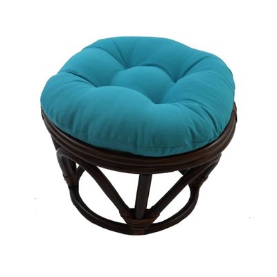 Rattan Footstool with Twill Cushion - International Caravan: Handmade