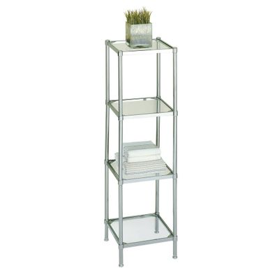 Organize It All Four Tier Bath Shelf Chrome : Microfiber, Machine Washable, Non-Slip Backing