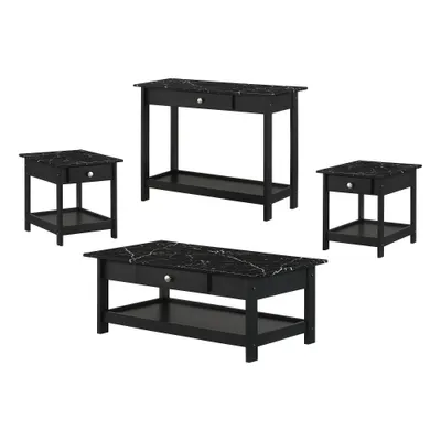 4pc Minsay Transitional Faux Marble Top Storage Coffee Table Set