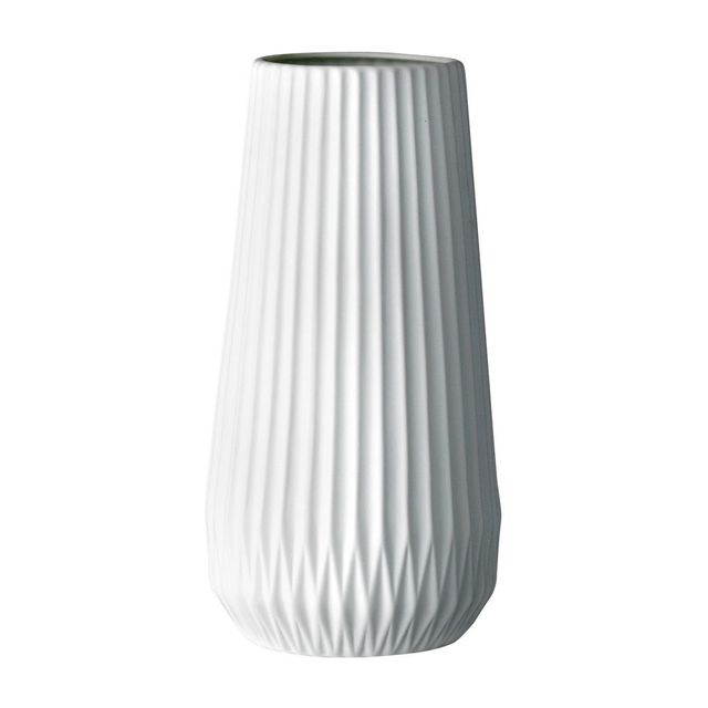 Ceramic Fluted Vase - White (5) - Storied Home