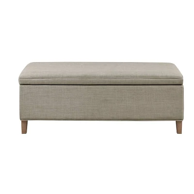 Caymu Rectangular Soft Close Storage Bench Light Gray - Martha Stewart: Upholstered, Transitional Style, No Flame Retardants