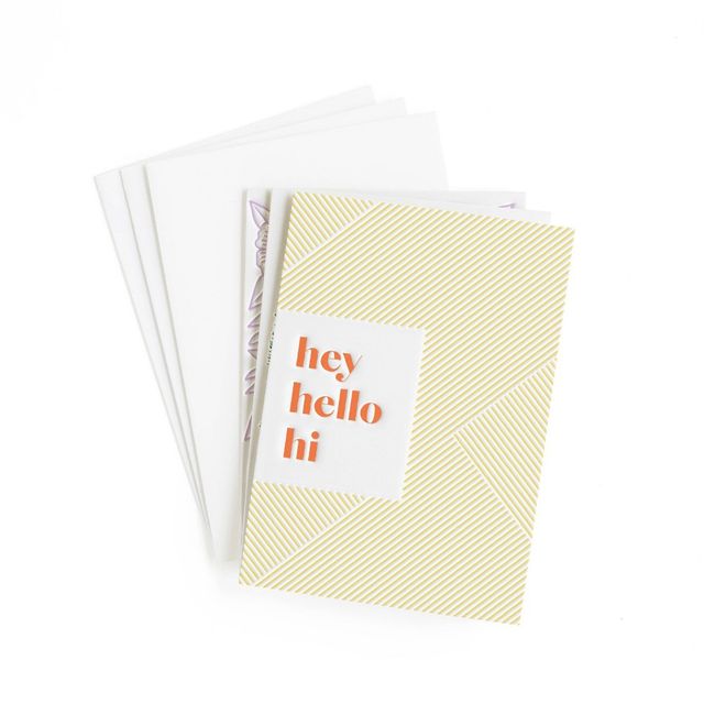 3ct Everyday Card Pack Letterpress Orange/White/Cream: Minted Greeting Cards with Envelopes for All Occasions, A7 Size