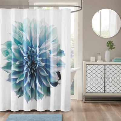 72x72 Bridget Cotton Percale Shower Curtain Aqua