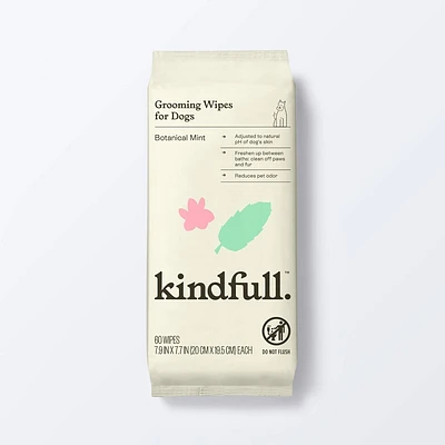 Botanical Mint Dog Grooming Wipes - 60ct - Kindfull